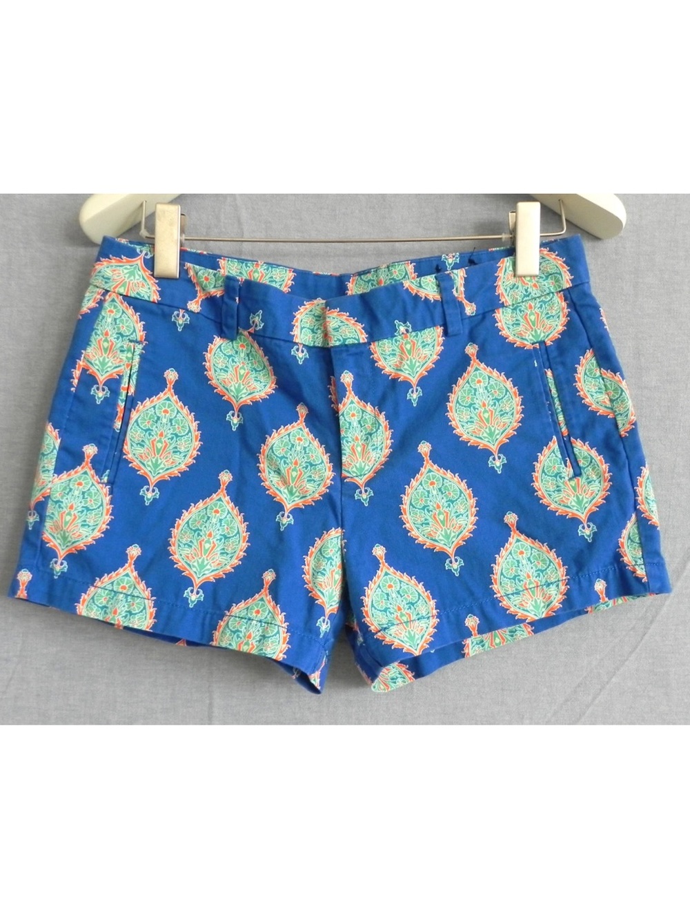 jcpenney Blue Printed Women's Shorts with Turquoise and Coral Motif